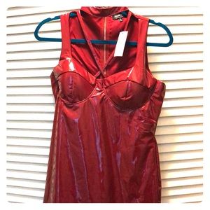Red faux latex dress